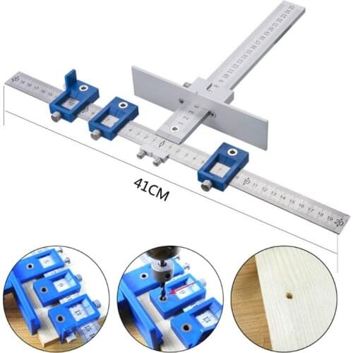 Aluminum Drilling Punching Locator Position Cabinet Hardware Jig Set Drill Guide Adjustable Sliding Nut for Woodworking