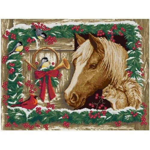 Horse Bird new year Cross Stitch Kits Needlework 14CT Unprinted Embroidery Counted Top Quality Counted DIY Handmade Decoration