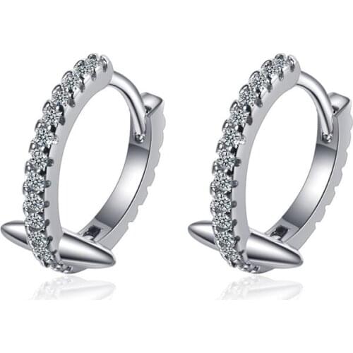 New Quality Crystal Hoop Earring Jewelry Women Trendy Silver Plated Earring Female College Student Accessories Black Bijou