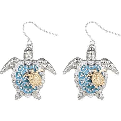 New Fashion Sea Turtle Earrings for Women Blue Cartoon Animal Drop Earrings Engagement Wedding Jewelry Female Brincos Gifts
