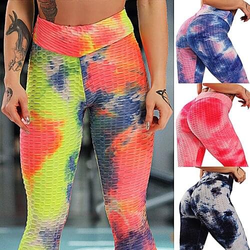 New Yoga Pants Women Sport Leggings For Fitness Jacquard High Waist Long Pants Women Hip Push Up Tights Womens Gym Clothing