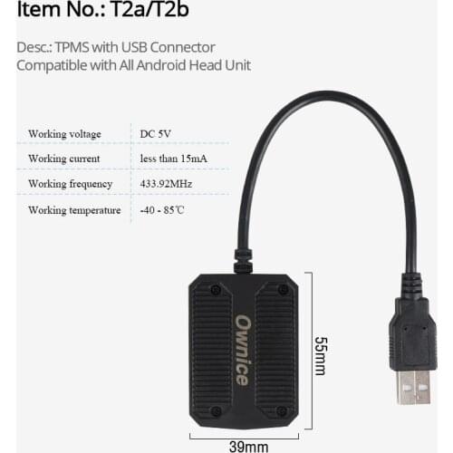 Ownice USB Android Built-in/ External TPMS Car Tire Pressure Monitoring Alarm System Wireless Transmission TPMS