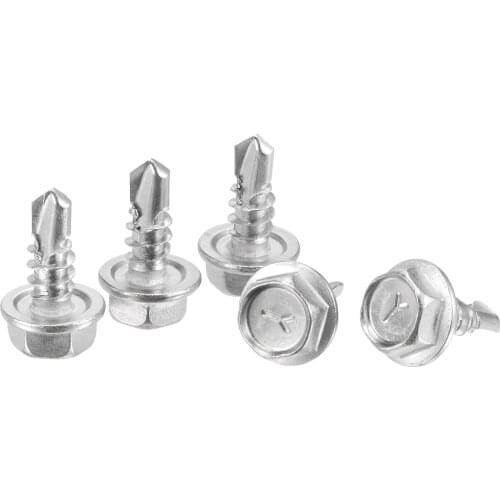 Uxcell Hex Washer Head Self Drilling Screws, #10 x 13mm 410 Stainless Steel Self Tapping Sheet Metal Screw 100pcs