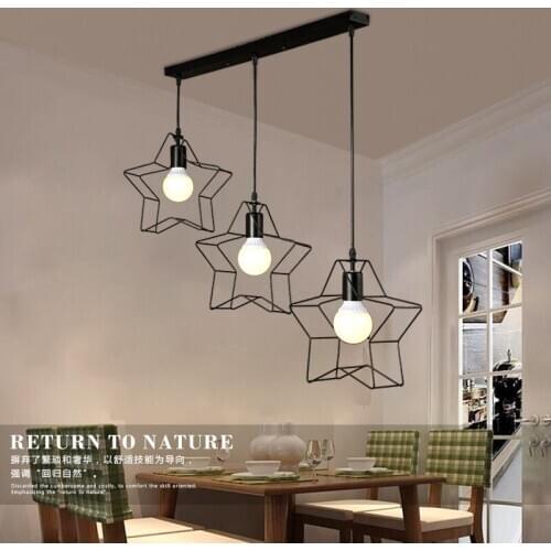 Nordic retro style Iron Chandelier bar aisle restaurant bedroom window balcony staircase Star Lighting