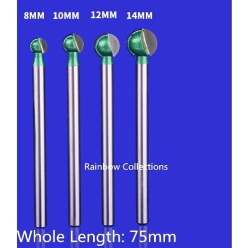 Lengthened 75mm,6*10/6*12/6*14mm Round Nose Wood End Mill Cutter Carving Router Bit Sets for Woodcarving Root Coffee table