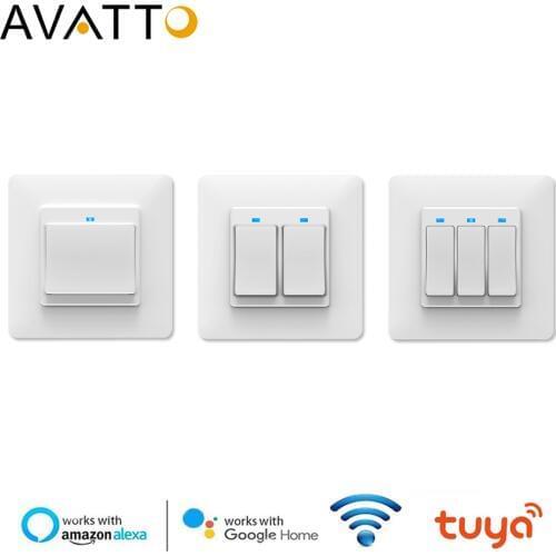 AVATTO Tuya Wifi Smart Light Switch, Smart Life APP Voice Control, Smart Wall Switch 1/2/3 Gang Work with Alexa,Google Home