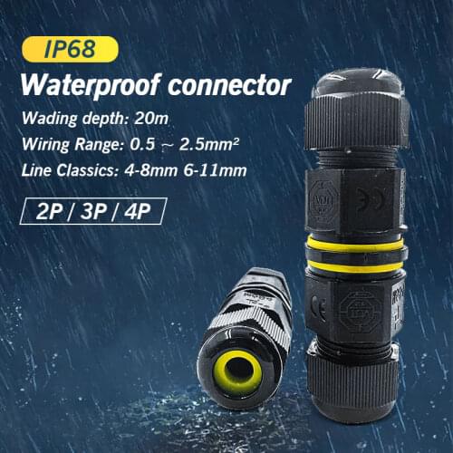 Waterproof Cable Connector 2 3 4 Pin 4-8mm 450V 16A Outdoor Led Light IP68 Wire Connectors Electrical Junction Box