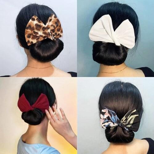 Women Hair Styling Tools Leopard Solid Color Hair Bands Summer Diy Twist Maker Girls Ladies Knotted Headband Hair Accessories