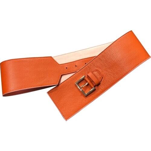 Women genuine leather belt ladies wide belt strap belt leisure dress coat waistband