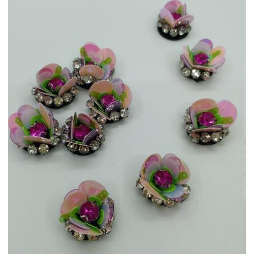 10pcs/lot Handmade rhinestone beaded Patches for clothing Sew on sequin applique flowers embroidery parches for shoes hat bags