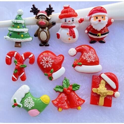10Pcs New Resin Hand painted Mixed Christmas series Flatback Cabochon Scrapbook Kawaii DIY Embellishments Accessories E47