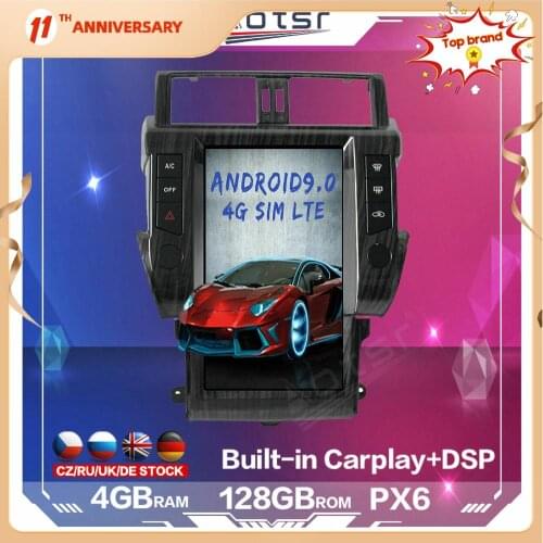 13.6" Tesla Style PX6 Android 9.0 4+128 GB Radio Player Auto Stereo GPS Navigation For TOYOTA Land Cruiser Prado 150 2010 - 2019