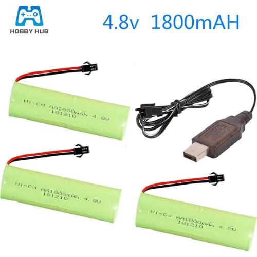 2/3/4x 4.8v 1800mAh NI-CD AA rechargeable battery for RC car truck boat tank electric toys charger battery group 1800 mah nicd