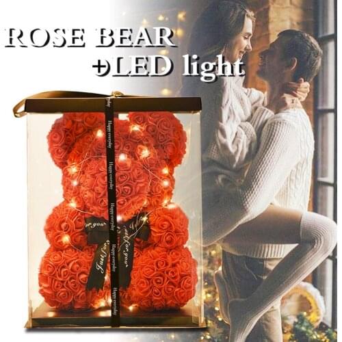 2021 Valentine Gifts Big Teddy Rose Bear with Box Luxurious Bear of Rose Bear Flowers Artificial Christmas Gift for Girlfriends