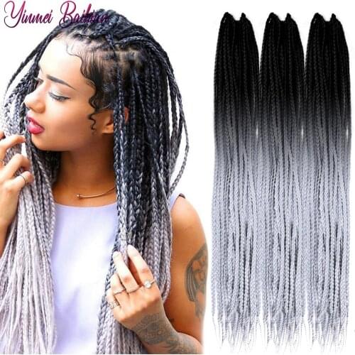 Yinmei Baibian Colored Box Braids Synthetic 22Inch Long Rainbow Pink Braids Hair Ombre Crochet Hair for African Braids Ponytail