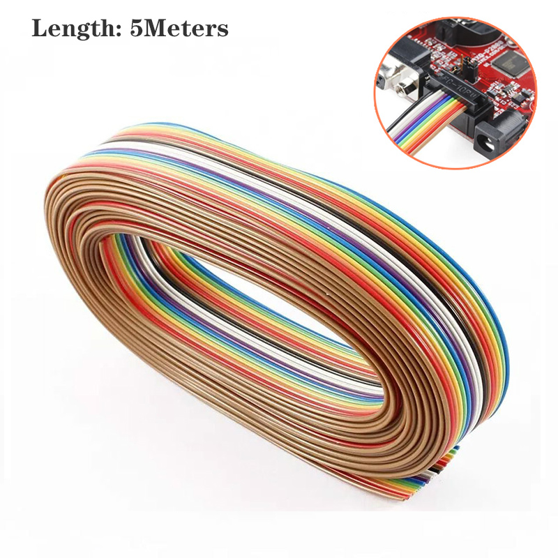 5M 10-pin rainbow color flat cable IDC wire rainbow cable connector wire ribbon extension cable