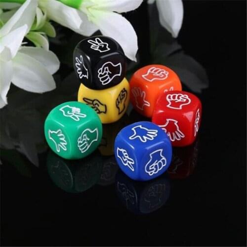 6pcs 6 Sided Dice D6 Dices Rock Paper Scissors Dice Kids Board Game Toys Prop Bar Party Game Dice Set
