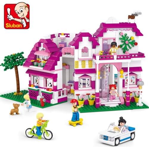 726Pcs Dream Sunshine Villa Pink House Big Garden Model Building Blocks DIY Friends Bricks Educational Toys for Girls Gift