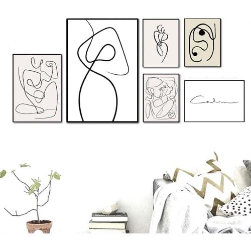 Abstract Line Body Kiss Quotes Wall Art Canvas Painting Nordic Minimalist Posters And Prints Wall Pictures For Living Room Decor