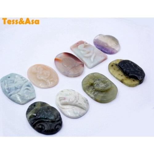 Agate pendant Hand Make Slice Stone With Anaglyph Multicolor Animal pattern Carved Stone for Women‘s Pendant DIY Making Necklace