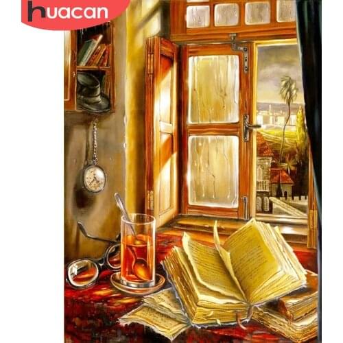 HUACAN Diamond Painting Book Home Art Diamond Embroidery Mosaic Window Landscape Cross Stitch Kits Room Decor