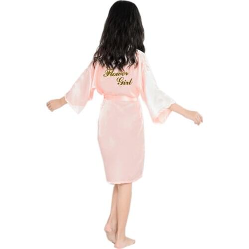BALDAUREN 2021 Summer Solid Color Bronzing Hot Rhinestone Flower Girl Multicolor Silk Satin Cardigan Nightgown Dress Robe