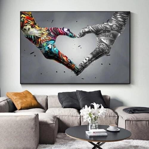 Banksy Art Graffiti Love Heart Gesture Canvas Painting Street Wall Art Posters and Prints Cuadros Picture for Living Room Decor