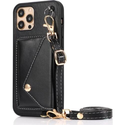 Genuine Leather Wallet Strap Case for iphone 12 11 pro XS MAX XR x 7 8 6s Plus 12mini Cover Card Shoulder Lanyard Phone Bag Capa