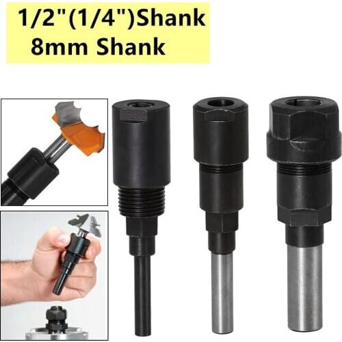 Citop 1 pcs 1/4" 8mm 1/2" Shank Router Bit Extension Rod Collet Engraving Machine Tenon Cutter Mortise Extension Milling Cutter