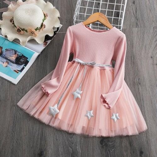 Girls Dress For Kids Spring Winter Princess Long Sleeve Tulle Clothes Children Elegant Christmas Party Costume 2 3 4 5 6 7 Years