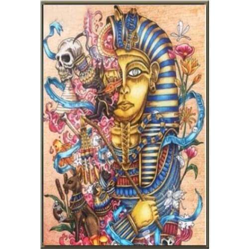 Cartoon Egyptian Pharaoh Skull Picture Wall Diamond Art Diamond Mosaic Diamond Painting Pattern Embroidery Home Decoration Cross