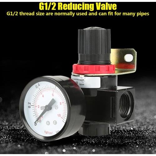BR4000 G1/2 Inch Air Regulating Valve Reducing Valve Control Compressor Pressure Regulating Regulator Valve With Gauge Meter