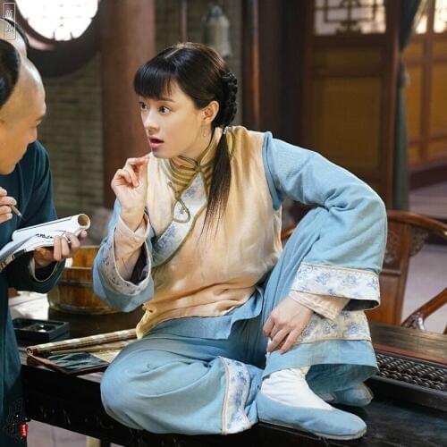 Late Qing Dynasty Maid Servant Costume Xiu He Fu Drama Costume for TV Play Nothing Gold Can Stay Actress Same Design