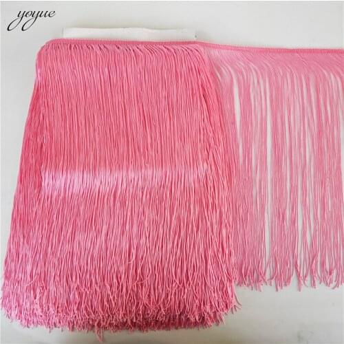 10Yards/lot 50cm Wide Pink Lace Fringe Trim Tassel Fringe Trimming For DIY Latin Dress Stage Clothes Accessories Lace Ribbon