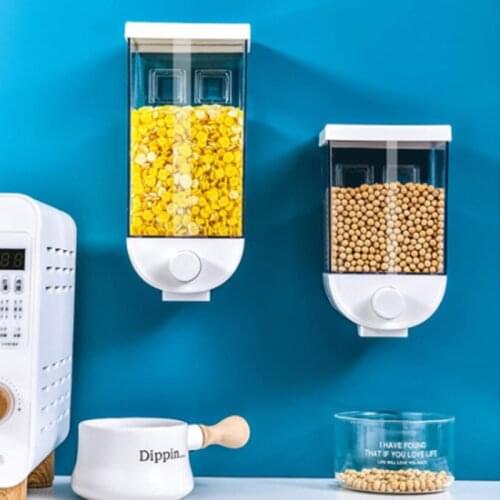 Kitchen Food Storage Easy Press Container Cereal Dispenser Wall Mounted Food Storage Box W