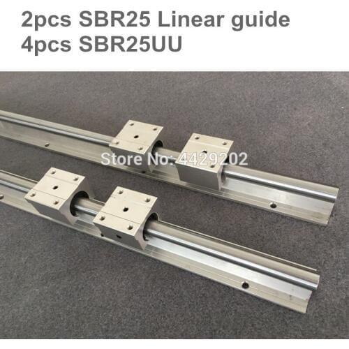 25mm linear rail SBR25 1200 1500mm 2pcs and 4pcs SBR25UU linear bearing blocks for cnc parts 25mm linear guide