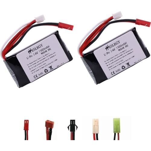 7.4V 1100mah LiPo Battery 25C For Wltoys V353 A949 A959 A969 A979 k929 7.4v Drone Battery For RC Cars Helicopters Boats 2pcs/lot