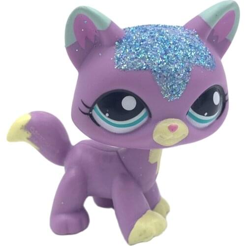LPS CAT Rare animal pet shop toys #2386 Sparkle Glitter Purple Cat Kitty Blue Eyes real anime figure toys for children