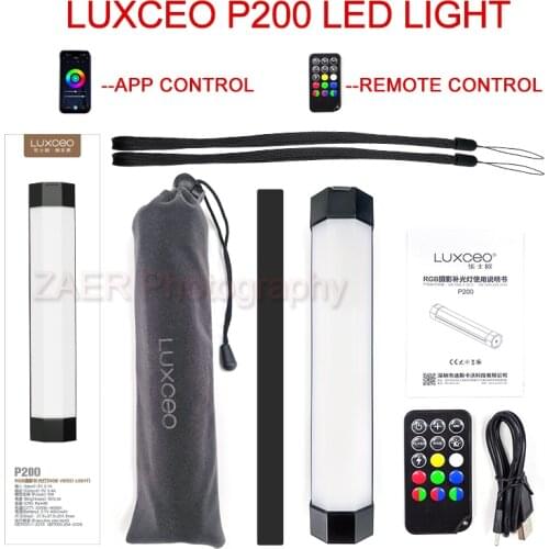 Luxceo P200 Fill Light APP Control Remote Control Handheld Flash Light RGB Colorful LED Stick Photography Lighting For Video