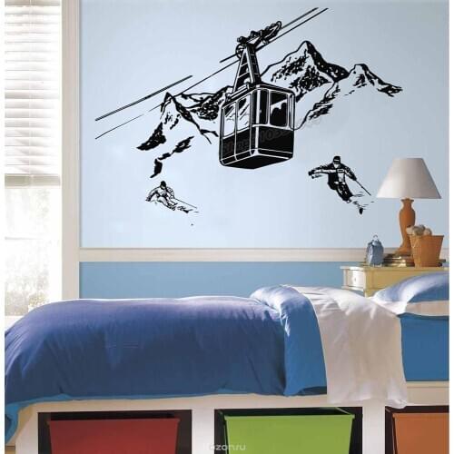 Ski Wall Decal Winter Sports mountain skier Wall Stickers Bedroom Wall Decor Window Sticker Vinyl Removable Home Decor B255