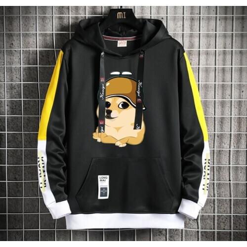 Anime Doges Cute Hoodie teenagers Popular Harajuku Hoodeds Pullover Streetwear Casual Fake Two-Piece jacket coat