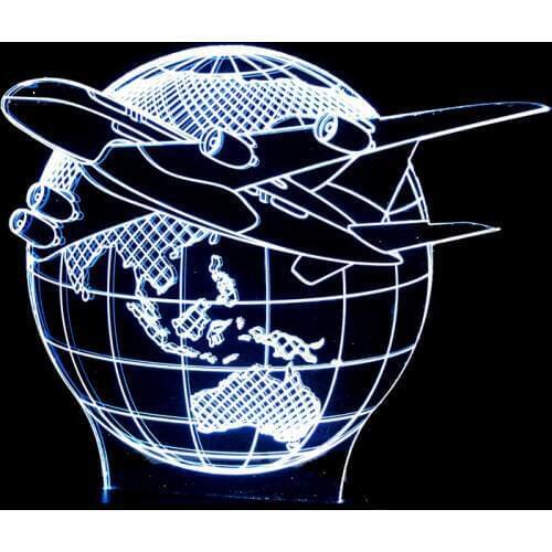Earth Aircraft Model 3d Nightlight Usb Powered 7 Color Touch Switch Table Lamps For Living Room Stereo Desktop 3D Desk Lamp