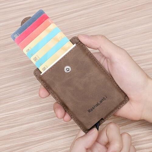 Rfid Blocking Protection Men id Credit Card Holder Wallet Leather Metal Aluminum Business Bank Card Case CreditCard Cardholder