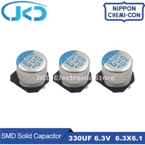 20pcs/100pcs NCC 330UF 6.3V 6.3x6.1mm SMD Solid Capacitor 6.3V330uF For Motherboard VGA Low ESR NIPPON CHEMI CON 330UF6.3V