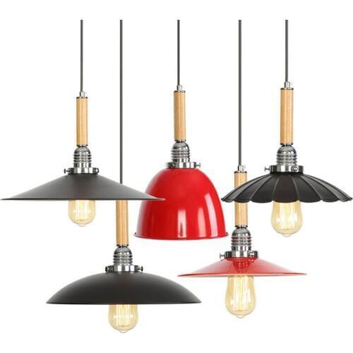 Nordic Industrial Hotel Restaurant Clothing Shop Creative Living Room Bedside Passageway Red Led Pendent Light Indoor Hang Lamp