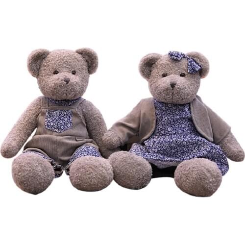 2020 new couple bear doll clothes teddy bear plush toy rag doll bear children toys wholesale