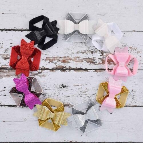New Glitter Baby Barefoot Sandals Glitter Hair Bow Newborn Sandals Baptism Shoes Baby Toddler Shoes Photo Props Newborn to 12M