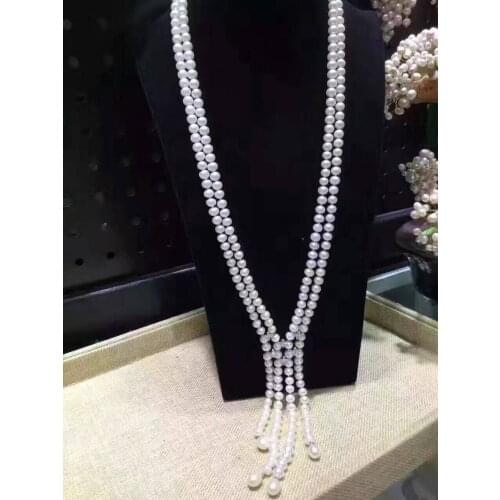 New design freshwater round white pearl necklace