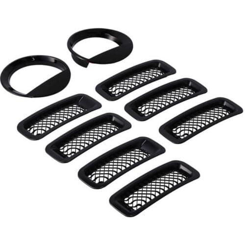 Front Mesh Grille Inserts Headlight Trim Rings Kit Decoration Fit for Jeep Patriot 2011-2016 car accessories