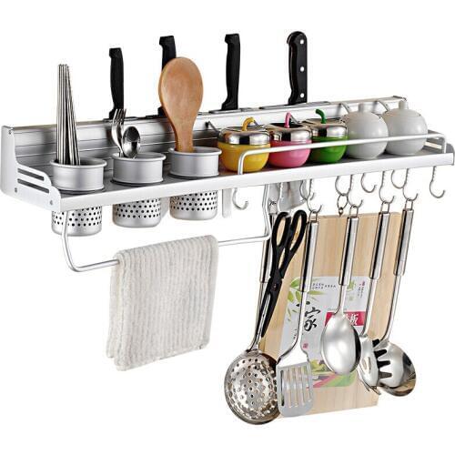 Space Aluminum Knife Rack No-hole Kitchen Shelf Kitchen Knife Rack Wall Hanging Kitchen Accessories Organizer Knife Hanger